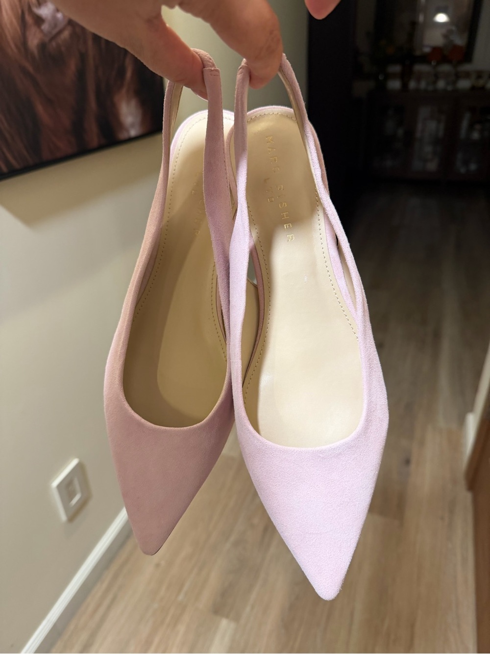 NEW Marc Fisher LTD Blush Suede Slingback Kitten Heels Size 10 - Picture 3 of 12